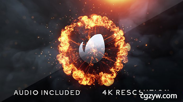 AE模板-4K电影游戏爆炸火焰粒子文字Logo展示 Flame Logo v2