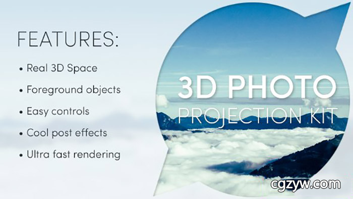 AE模板-图像特效制作图片分层投射转3D摄像机动画视频工具包