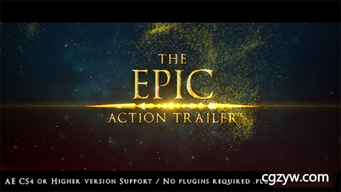 AE模板-大气震撼游戏金色文字粒子片头电影预告片宣传片粒子飞舞动画