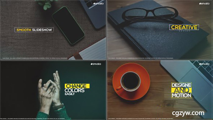 AE模板-简约公司宣传片头图片滑动文字标题展示Smooth Slideshow 免费下载