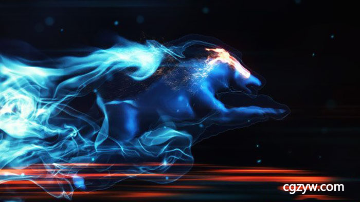 AE模板-火焰狮子狼奔跑粒子标志片头Logo开场展示 Mystic Wolf Reveal 免费下载