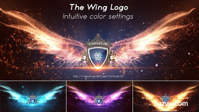 AE模板-炫酷游戏Logo火焰粒子翅膀扇动展示 免费下载