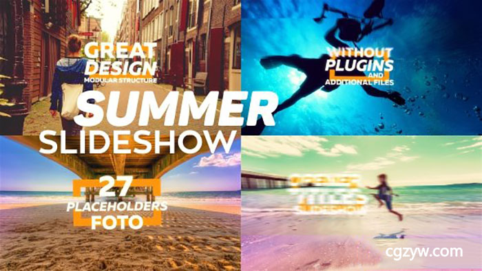 AE模板-旅游公司时尚节目宣传片创意幻灯片切换展示片头 Summer Slideshow 免费下载