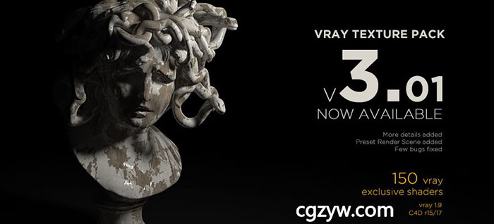 C4D Vray材质预设包 Renderking – Vray Texture Pack 3.01 R15-R17 WinMac