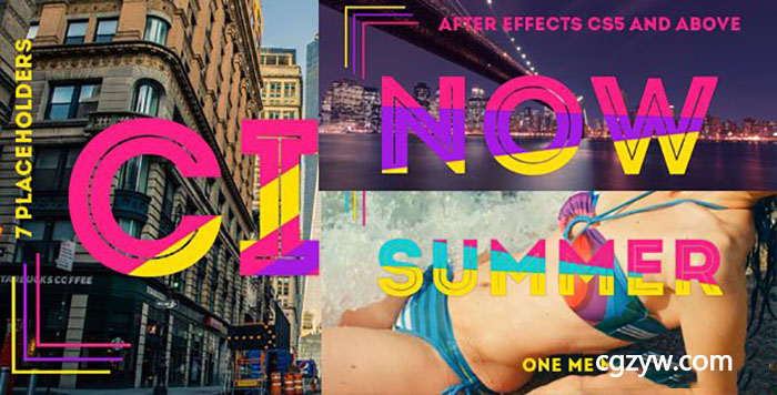 AE模板-大字遮罩文字标题多彩时尚性感娱乐片头开场 Zooming 免费下载