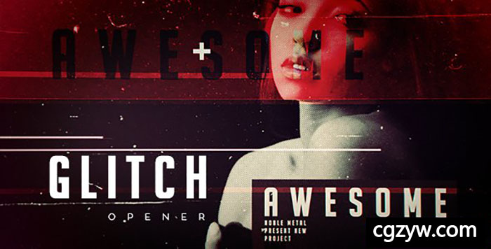 AE模板-复古时尚毛刺数字失真特效动感音乐舞蹈开场片头 Grunge Glitch Opener 免费下载