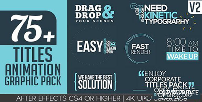 AE模板-75个文字标题排版企业宣传片字幕MG动画V2 Titles Animation Graphic Pack 免费下载