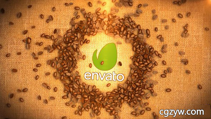 AE模板-咖啡店咖啡豆飘散掉落Logo展示 Coffee Beans Logo 免费下载