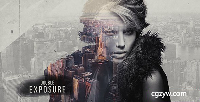 AE模板-多重曝光水墨笔刷风格图片展示片头 Double Exposure 免费下载