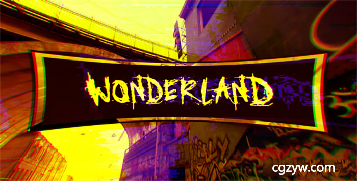 AE模板-复古色彩分离毛刺数字失真噪点动感音乐片头 Wonderland Glitch Art Slideshow 免费下载