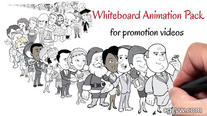 AE模板-手绘卡通元素产品解说元素动画元素包 Whiteboard Animation Pack For Promotion Videos 免费下载