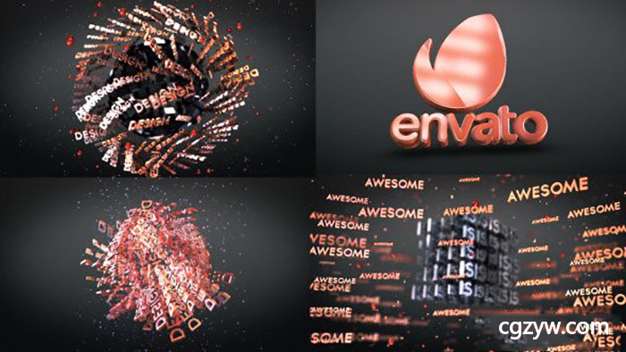 AE模板-E3D三维标题文字Logo旋转展示 3D Text Shapes Logo Reveal 免费下载