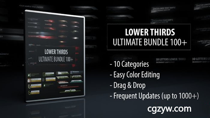 AE模板-现代简约时尚水彩水墨碎片电影游戏栏目包装人名字幕条