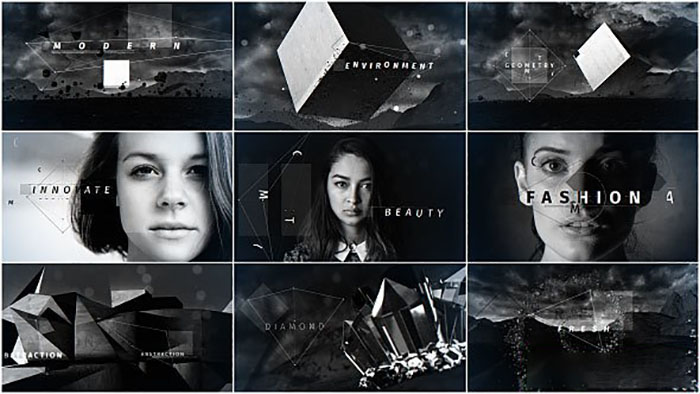 AE模板-黑白创意几何线条毛刺文字标题动画 Geometry 免费下载