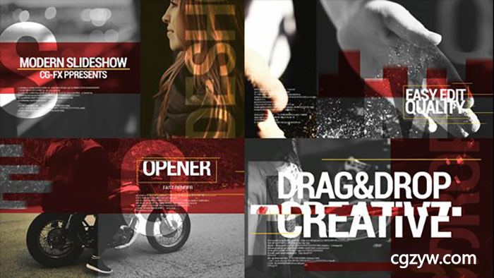 AE模板-时尚字幕条幻灯片图片片头展示 Modern Slideshow 免费下载