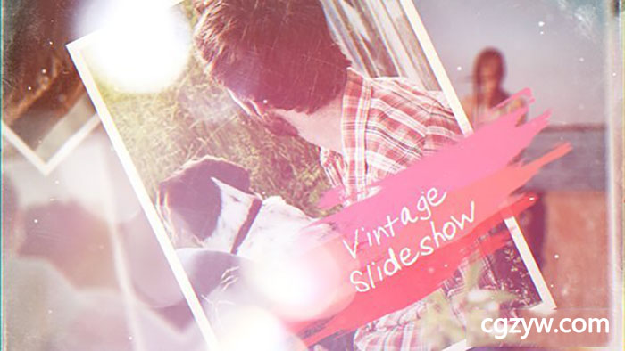 AE模板-复古回忆浪漫爱情粒子光斑婚礼照片相册片头 Vintage Slideshow 免费下载