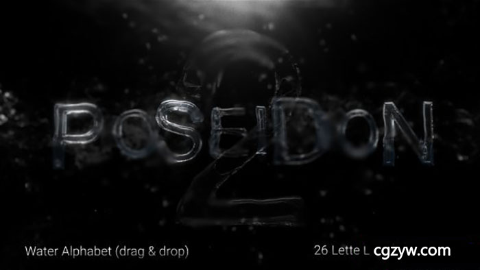 AE模板-26个英文字母液体水流汇聚合成文字动画 Poseidon 2 免费下载