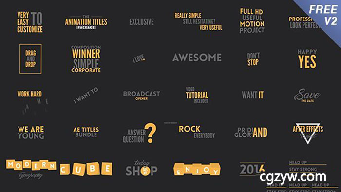AE模板-字幕预设文字标题排版MG动画 Texts Animation Bundle 免费下载