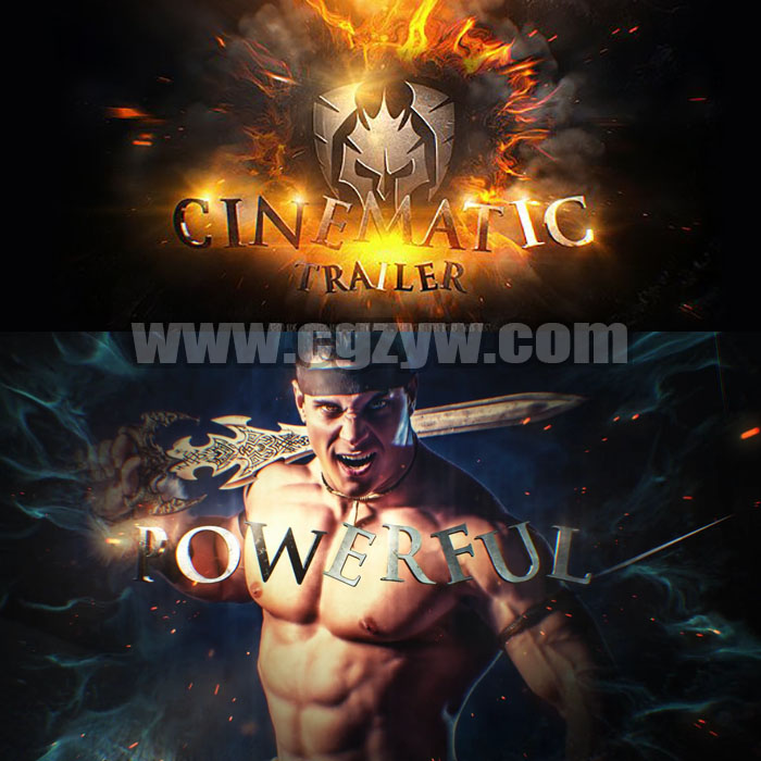 AE模板-E3D史诗震撼游戏动作电影金属质感Logo宣传片3D文字开场-图片1