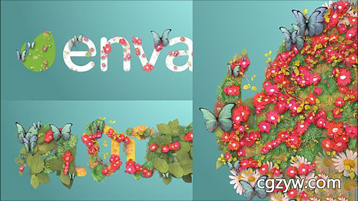 AE模板-蝴蝶飞舞鲜花盛开花草粒子汇聚Logo片头开场Blooming Logo免费下载