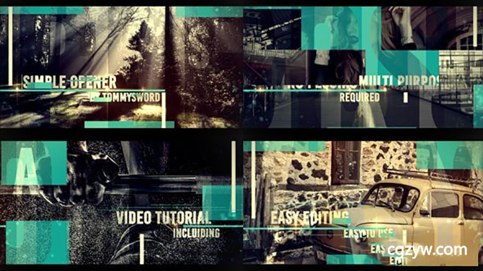 AE模板-复古文字遮罩图片视频宣传片 Simple Opener免费下载