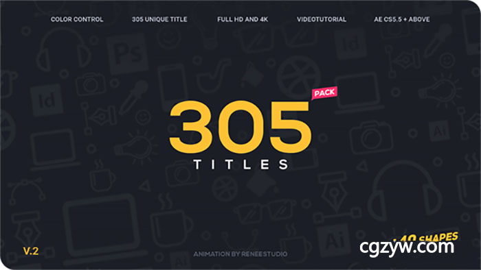 AE模板-305个创意简洁标题MG动画人名字幕条文字动画