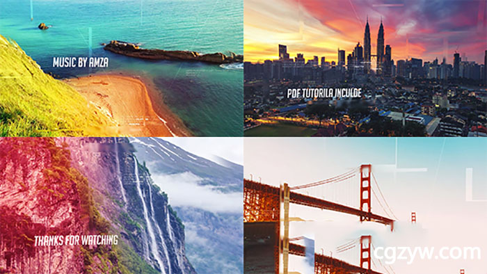 AE模板-大气风景照片滑动遮罩创意图片片头展示 Inspirational Slideshow 免费下载