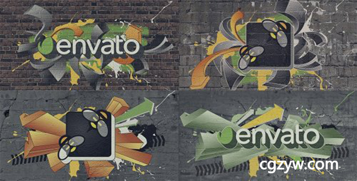 AE模板-城市街头墙壁涂鸦标志Logo展示 Graffiti Logo 免费下载