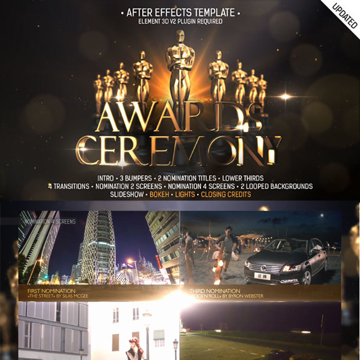 AE模板-震撼大气颁奖典礼小金人粒子活动晚会宣传电影盛典企业员工栏目包装