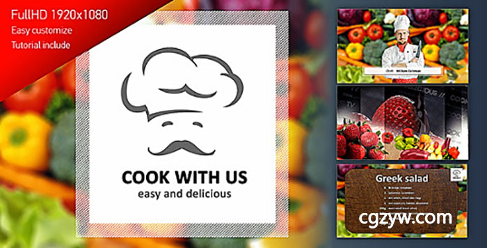 AE模板 烹饪厨房水果蔬菜厨师美食电视节目栏目包装宣传片 免费下载