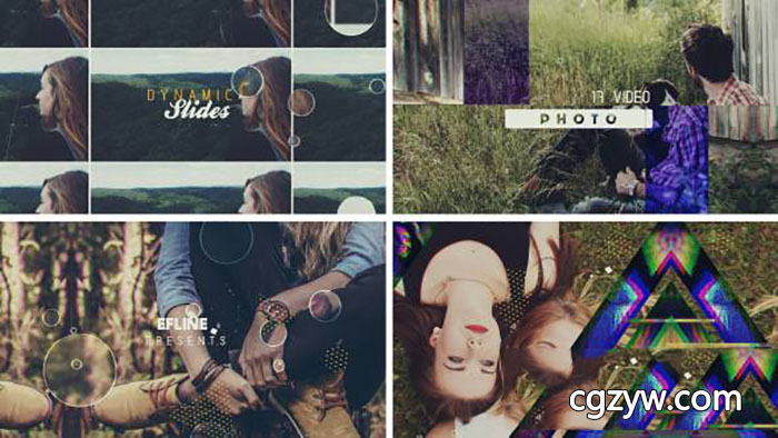 AE模板-动感滑块分屏图形遮罩分割图片展示 Dinamic Slides 免费下载