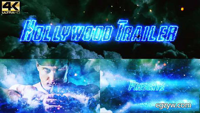 AE模板-震撼大气4K闪电文字游戏电影片头宣传预告片 Epic Hollywood Trailer 免费下载