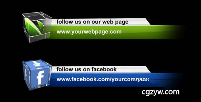 AE模板-社交网络媒体三维玻璃质感人名字幕条 Social Media Lower Third Pack 免费下载