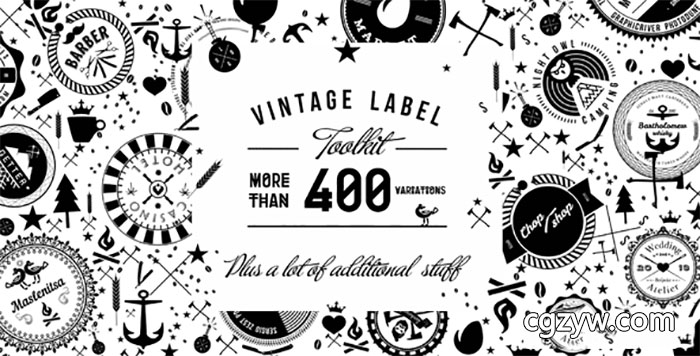 AE模板-复古图案徽章婚礼标题工具包含音效 Vintage Label Tool 免费下载