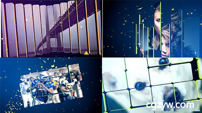 AE模板-现代优雅三维拼贴百叶窗图片展示 3D Split Slideshow 免费下载