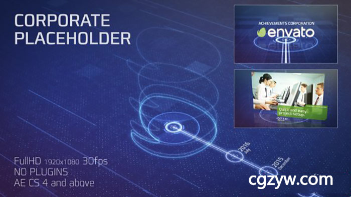 AE模板-现代公司企业高科技感时间线历史成就奖项介绍片头