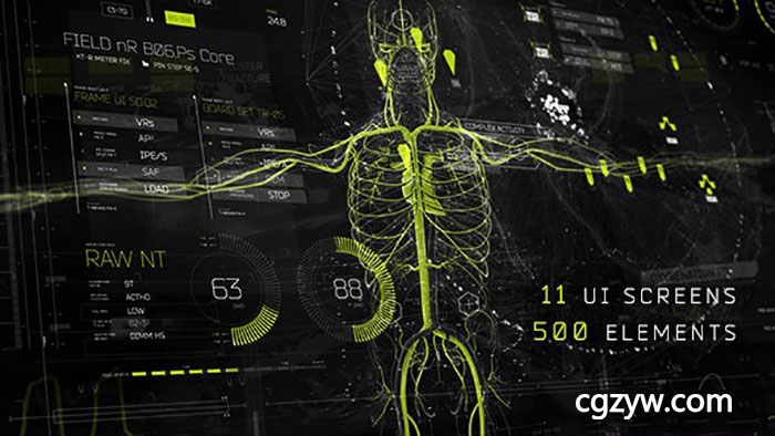 AE模板-500+高科技HUD信息图表计算机数据UI界面屏幕-图片1
