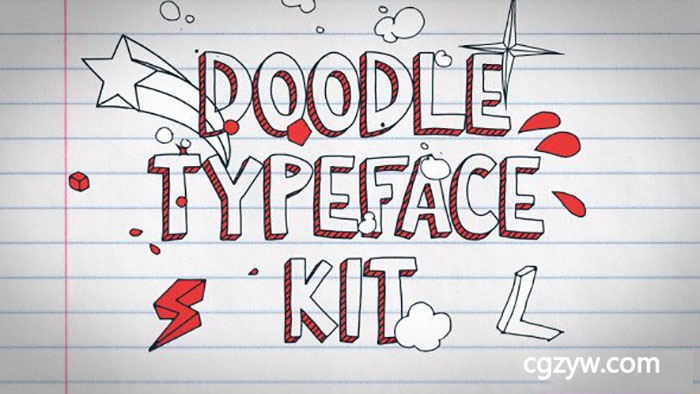 AE模板-学校黑板手绘涂鸦卡通字体动画元素 Doodle Typeface Kit 免费下载