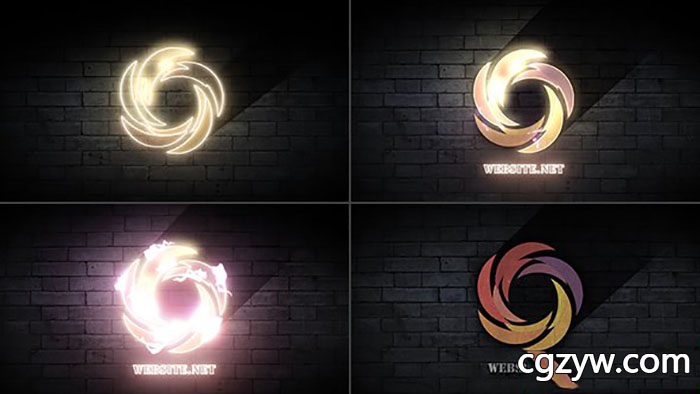 AE模板-路径描边闪烁霓虹灯夜晚LEDLogo展示 Energy Neon Sign 免费下载