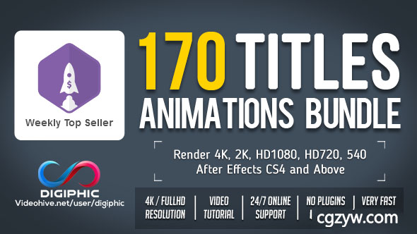 AE模板-170种文字标题简洁商务人名字幕条文字标题动画 170 Titles Animations Bundle 免费下载