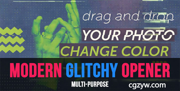 AE模板-复古现代艺术动感信号损坏图片展示片头 Modern Glitchy Opener 免费下载