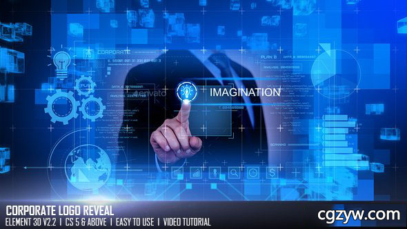 AE模板-E3D高科技全息网络标志Logo展示公司企业视频演示