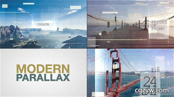 AE模板-现代科技感视差企业宣传片图片文字信息介绍片头 Modern Parallax Slideshow 免费下载