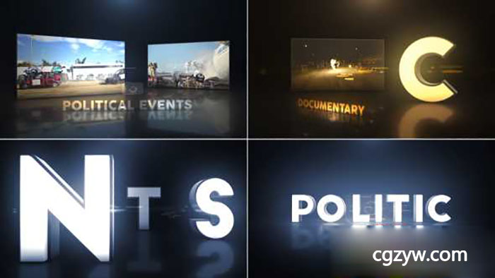 AE模板-E3D新闻体育电视包装文字图片视频展示片头 Political Events 3 免费下载