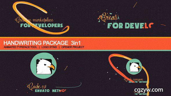 AE模板-二维卡通手绘文字生长MG动画 Handwriting Package：Animated Typography 免费下载