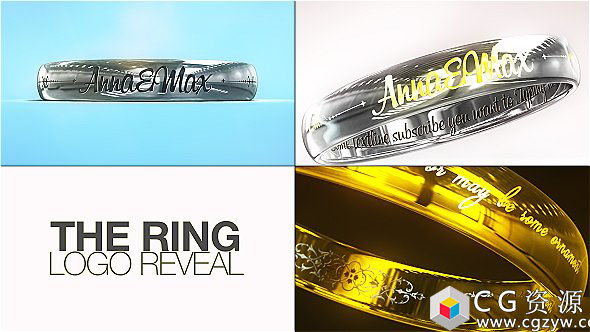 AE模板-豪华婚礼戒指文字Logo动画 The Ring Logo Reveal 免费下载