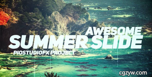 AE模板-旅游度假公司推广宣传图片推拉文字遮罩幻灯片展示片头 Awesome Summer Slide 免费下载