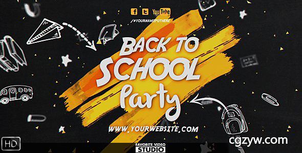 AE模板-学生学校活动手绘铅笔元素片头包装 Back 2 School Event 免费下载