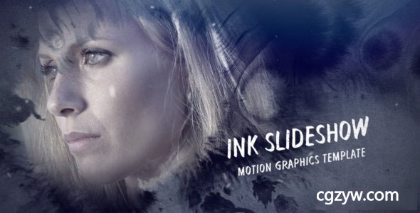 AE模板-企业公司宣传水墨滴落蔓延散开图片展示片头 Ink Slideshow 免费下载