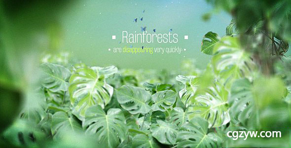 AE模板-绿色环保宣传片头蝴蝶植物元素热带雨林标题The Rainforests Titles免费下载